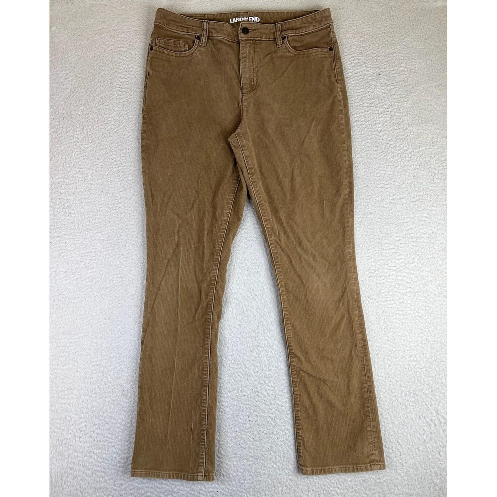 Lands' End Womens 12 Brown Corduroy Mid Rise Straight Stretch Pants